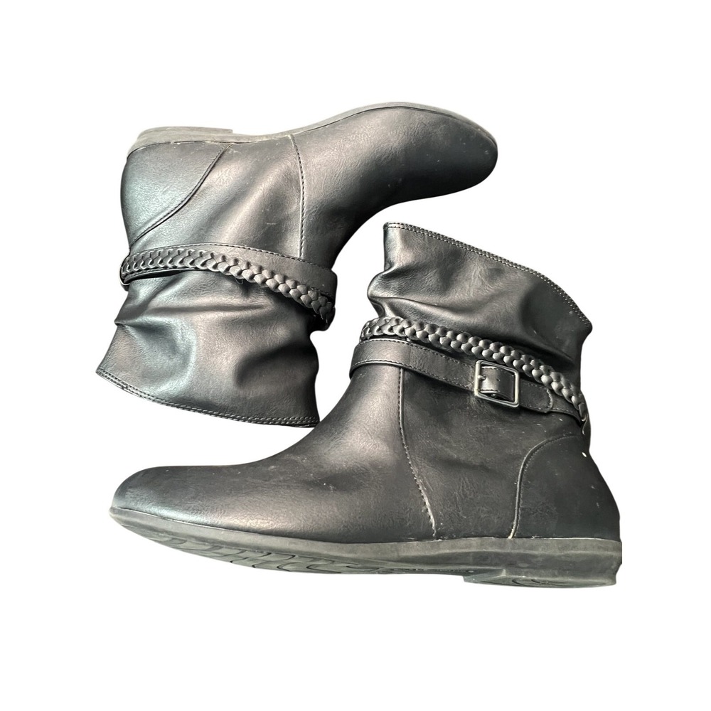 American Eagle AE Women's Black Ankle Boots Size 8.5M Faux Leather Buckle Slouch